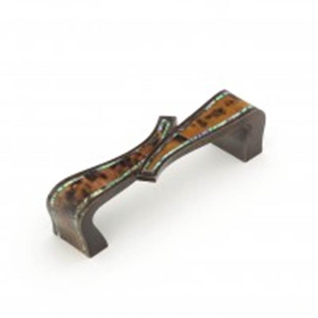 Schaub And Company - Avalon Bay,Folded Pull,Imperial Shell And Penshell Inlaid On Solid Brass,Dark Antique Bronze Finish - Tiger Penshell