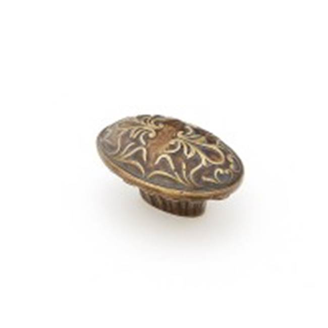 Schaub And Company - Knob, Oval, Monticello Brass, 5/8'' cc, 1-1/4'' x 2'' dia - Monticello Brass