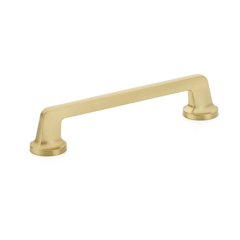Schaub And Company - Pull, Round Bases, Signature Satin Brass, 6'' cc - Signature Satin Brass