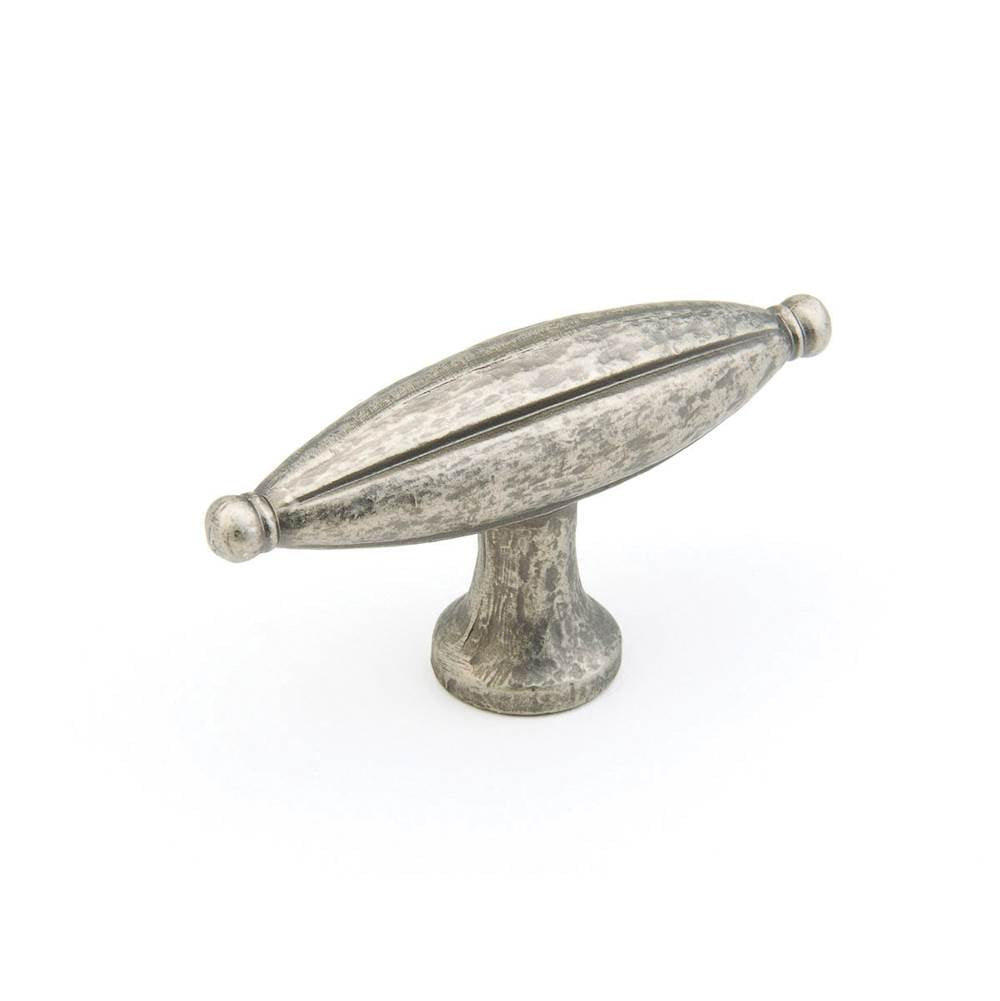 Schaub And Company - Knob, Large oval, Vibra Nickel 1-7/8'' - Vibra Nickel