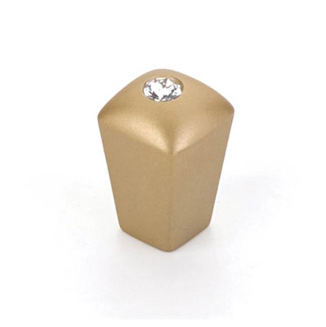 Schaub And Company - Skyevale, Knob, Signature Satin Brass with Crystal, 1/2'' - Signature Satin Brass