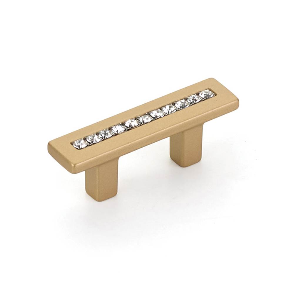 Schaub And Company - Skyevale, Pull, Signature Satin Brass with Crystals, 32 mm cc - Signature Satin Brass
