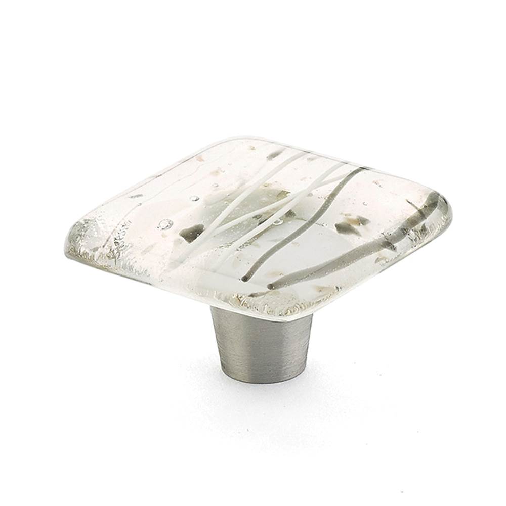 Schaub And Company - Knob, Square, White/Grey Confetti, 1-1/2'' dia - Confetti White Gray