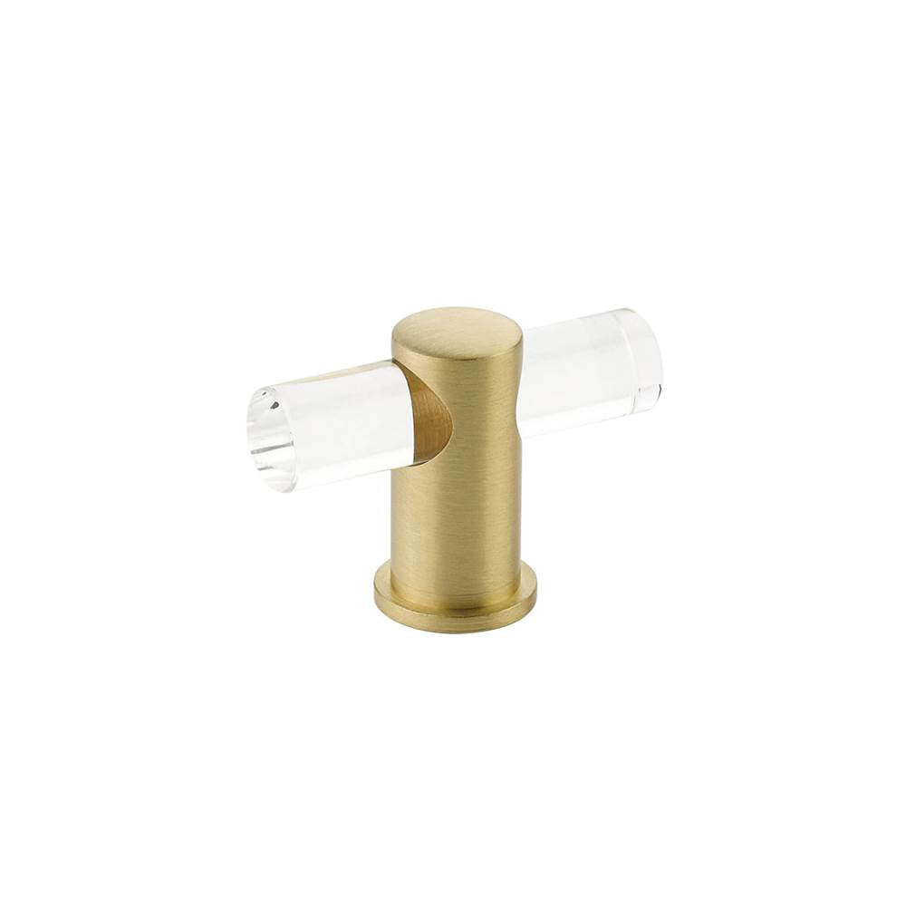 Schaub And Company - T-Knob, Adjustable clear acrylic, Satin Brass, 2'' - Satin Brass