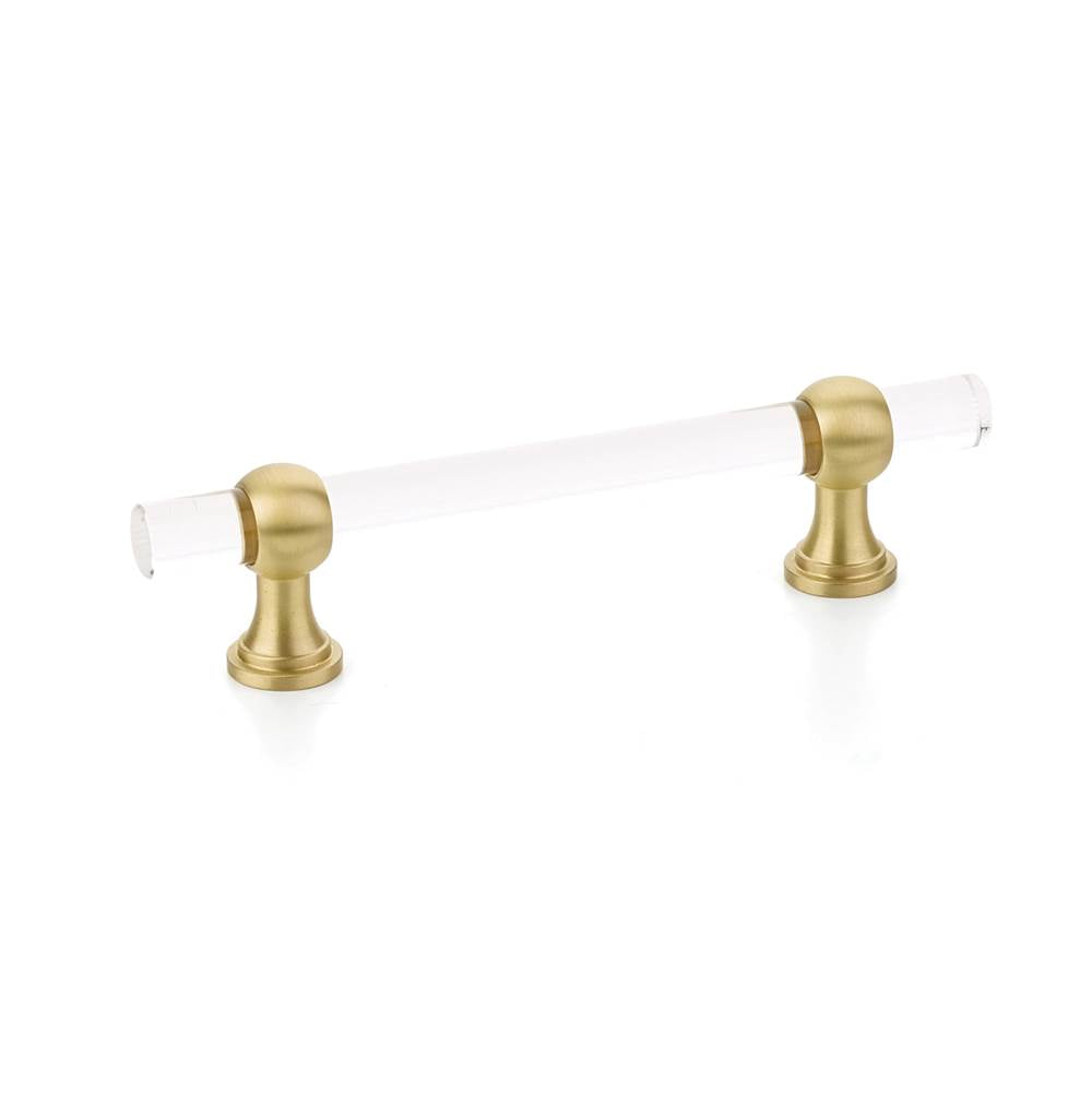Schaub And Company - Pull, Adjustable Clear Acrylic, Satin Brass, 4'' cc - Satin Brass