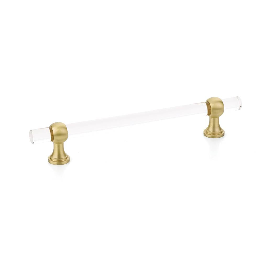 Schaub And Company - Pull, Adjustable Clear Acrylic, Satin Brass, 6'' cc - Satin Brass