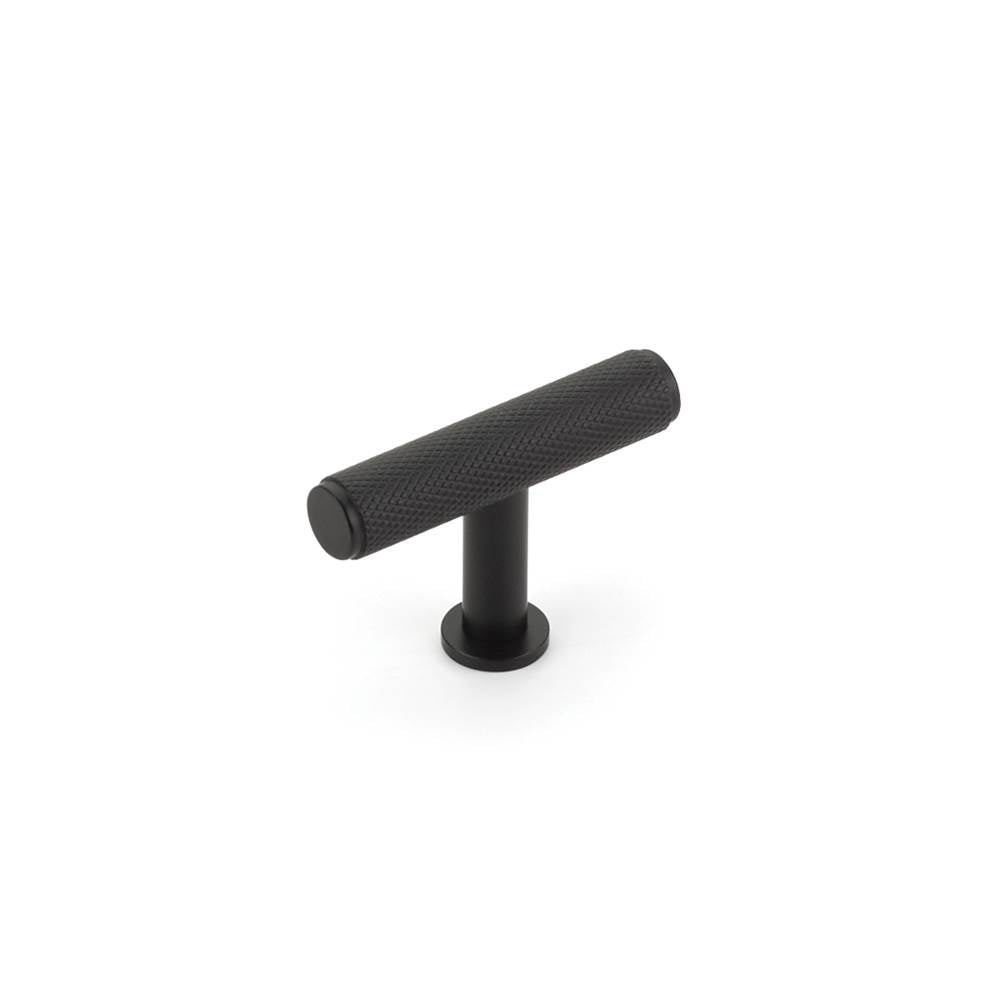 Schaub And Company - Pub House, T-Knob, Knurled, Matte Black, 2'' cc - Matte Black