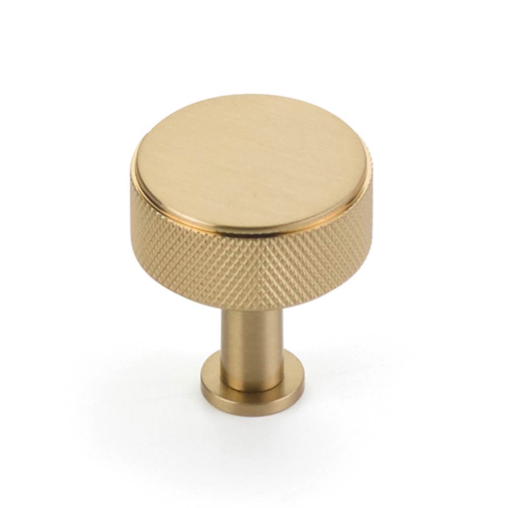Schaub And Company - Pub House, Knob, Knurled, Signature Satin Brass, 1-1/4'' cc - Signature Satin Brass