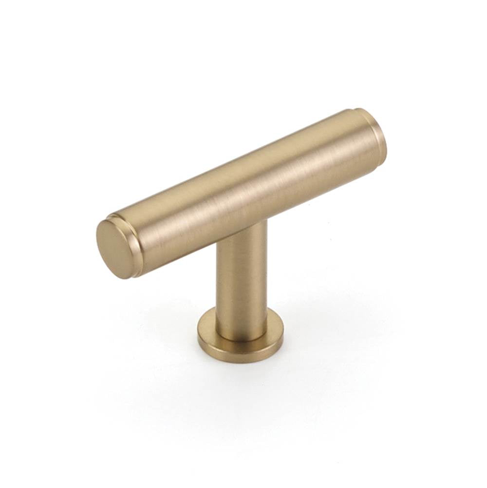 Schaub And Company - Pub House, T-Knob, Signature Satin Brass, 2'' - Signature Satin Brass