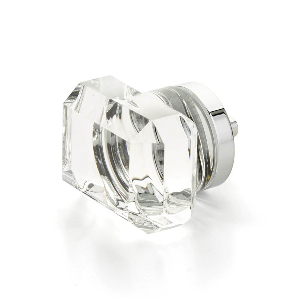 Schaub And Company - Rectangular Glass Knob, Polished Chrome, 1-3/4'' - Polished Chrome