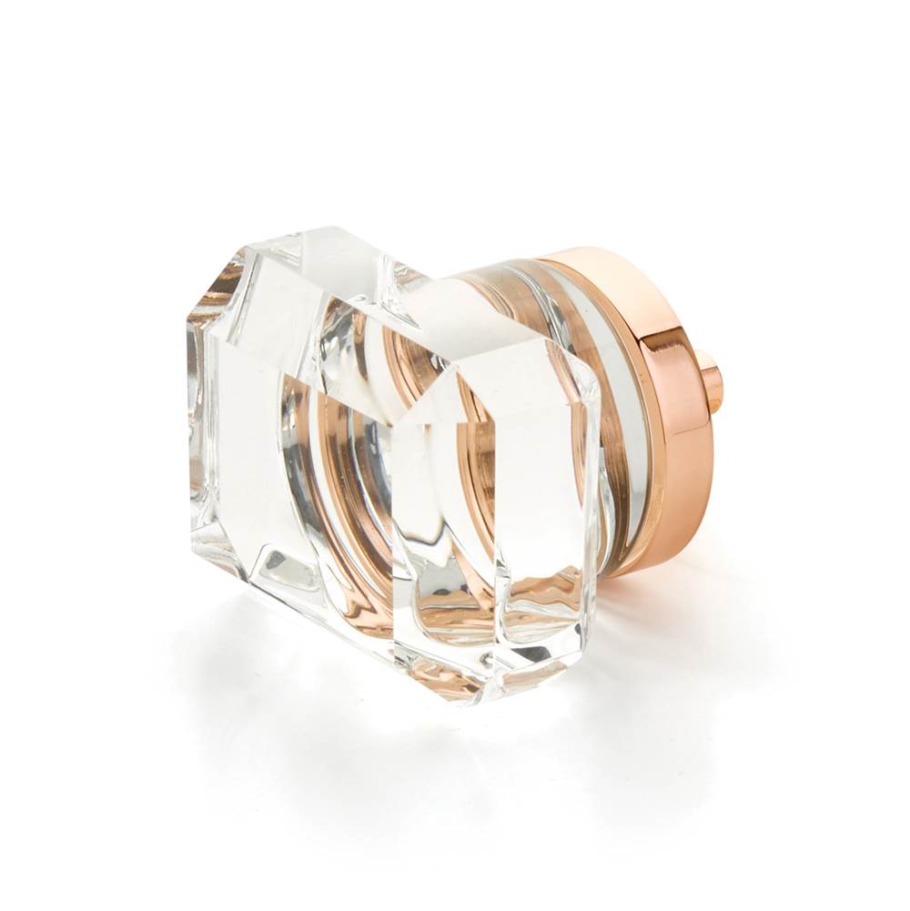 Schaub And Company - Rectangular Glass Knob, Polished Rose Gold, 1-3/4'' - Polished Rose Gold