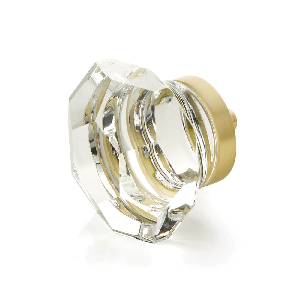 Schaub And Company - Faceted Dome Glass Knob, Satin Brass, 1-3/4'' dia - Satin Brass