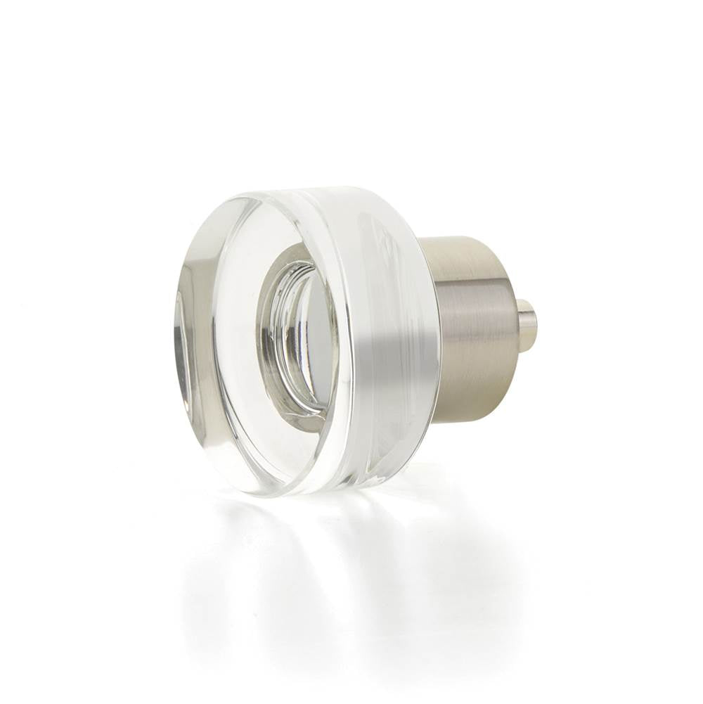 Schaub And Company - Round Disc Glass Knob, Satin Nickel, 1-3/8'' dia - Satin Nickel