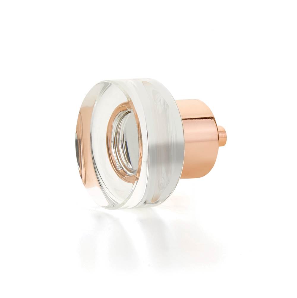 Schaub And Company - Round Disc Glass Knob, Polished Rose Gold, 1-3/8'' dia - Polished Rose Gold