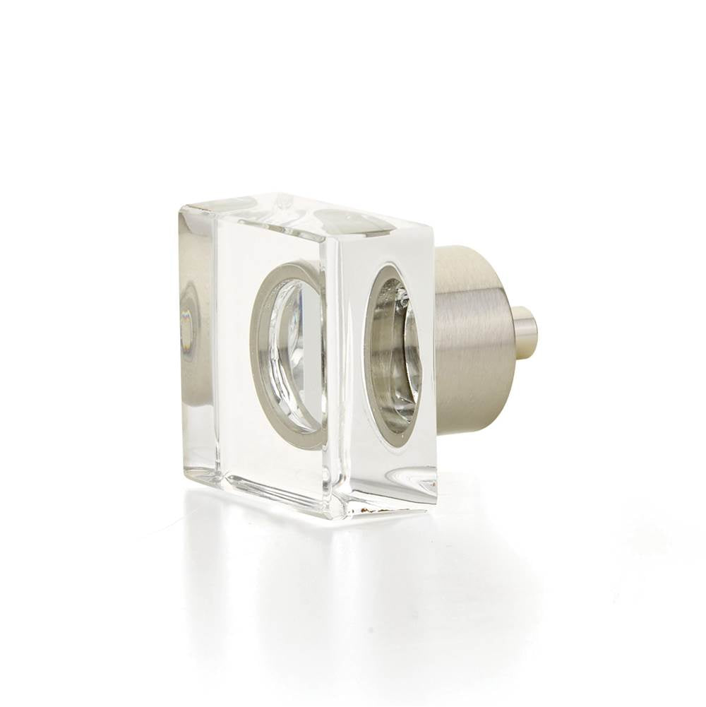 Schaub And Company - Square Glass Knob, Satin Nickel, 1-1/4'' - Satin Nickel