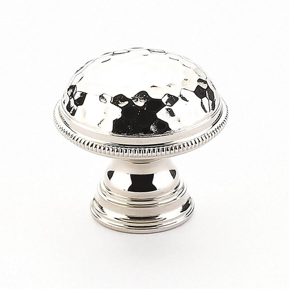 Schaub And Company - Knob, Hammered, Knurled Edge, Polished Nickel, 1-1/4'' dia - Polished Nickel