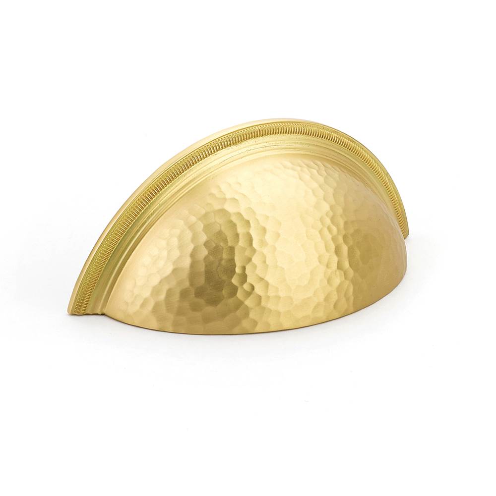 Schaub And Company - Cup Pull, Hammered, Knurled Edge, Satin Brass, 1-1/4'' dia - Satin Brass