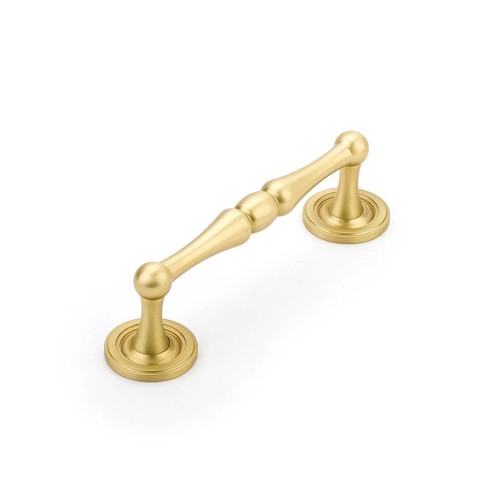 Schaub And Company - Pull, Plain Footplate, Satin Brass, 4'' cc - Satin Brass