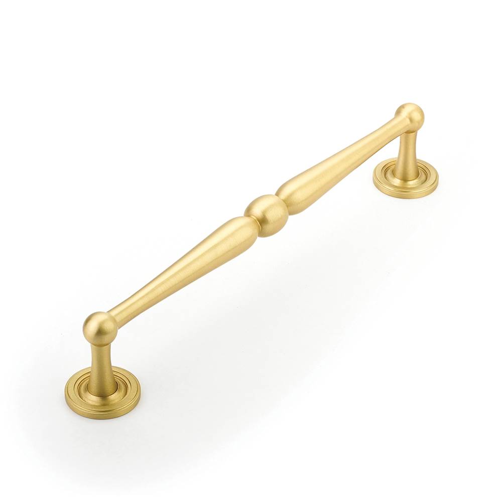 Schaub And Company - Pull, Plain Footplate, Satin Brass, 8'' cc - Satin Brass