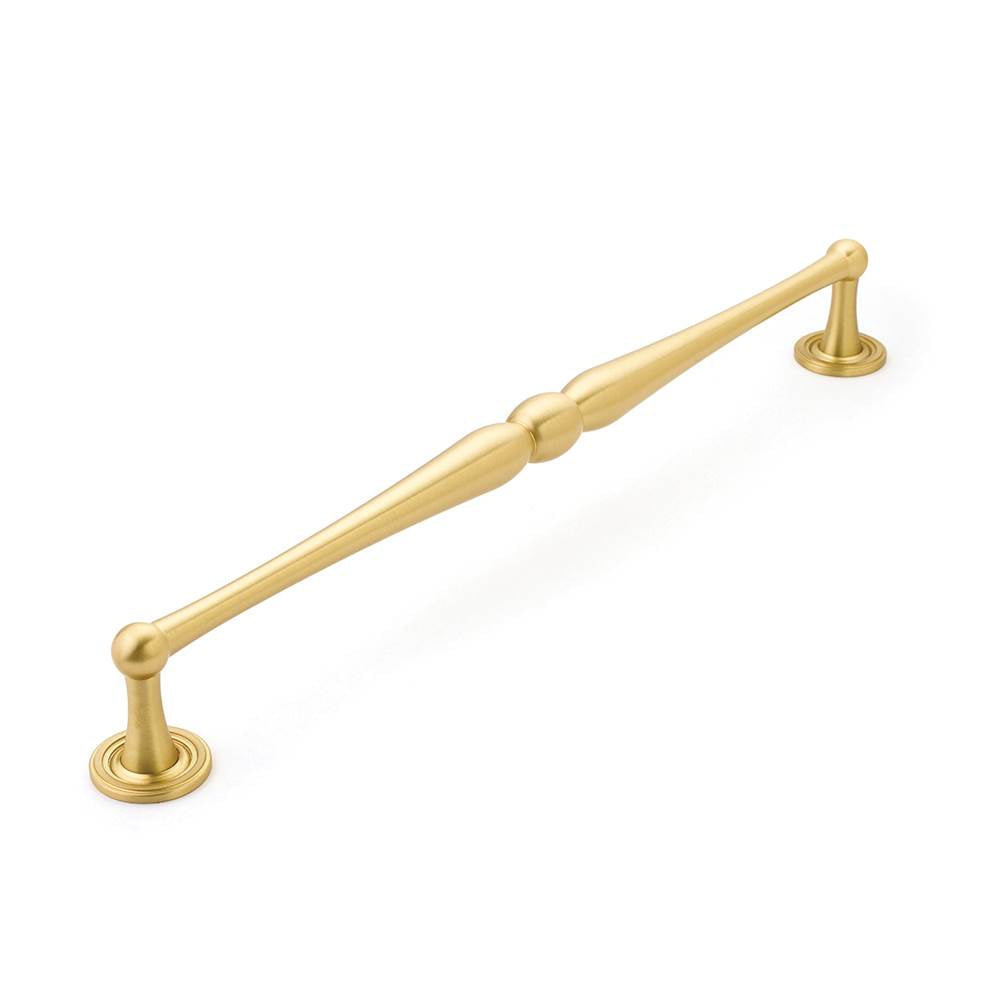 Schaub And Company - Appliance Pull, Plain Footplate, Satin Brass, 15'' cc - Satin Brass