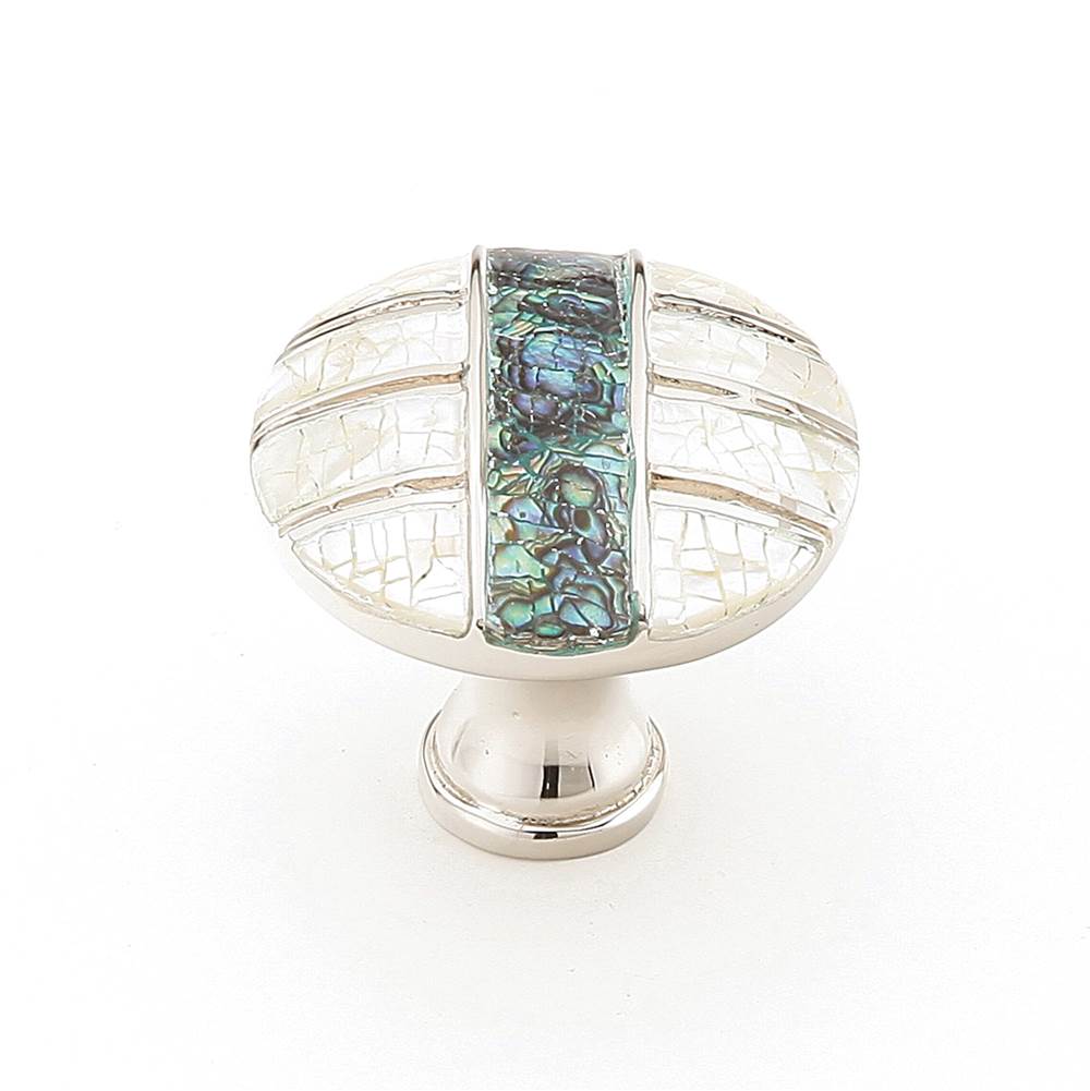 Schaub And Company - Knob, Imperial Shell, White Mother of Pearl, Polished Nickel, 1-3/8'' dia - Polished Nickel