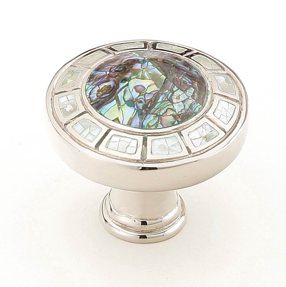 Schaub And Company - Knob, Imperial Shell, White Mother of Pearl, Polished Nickel, 1-1/2'' dia - Polished Nickel
