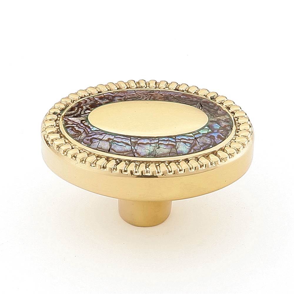 Schaub And Company - Knob, Oval, Imperial Shell, Polished Brass, 1-1/2 x 1-1/8'' dia - Polished Brass