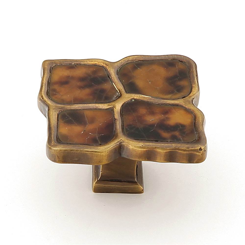 Schaub And Company - Tiger Penshell,Solid Brass Estate Dover Cabinet Knob,1-1/2'' Dia - Tiger Penshell
