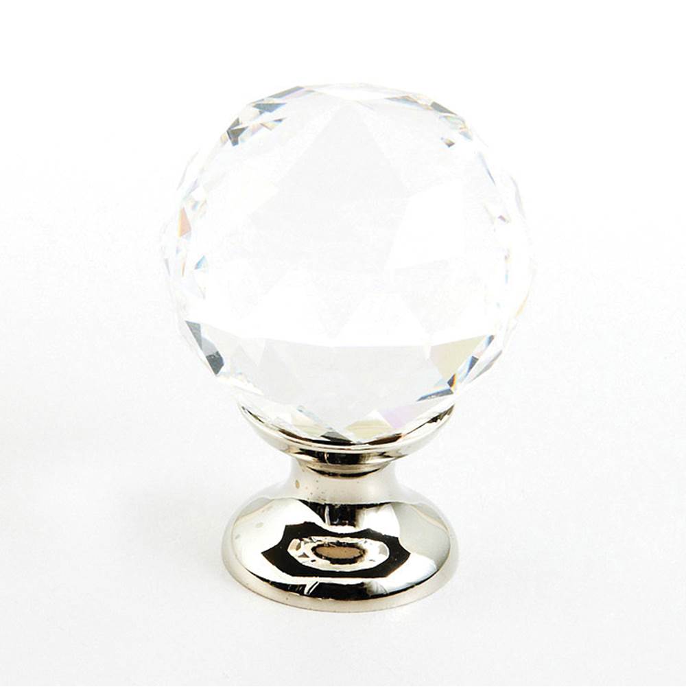 Schaub And Company - Knob, Clear, Round Crystal, Polished Nickel 1-1/8'' dia - Polished Nickel