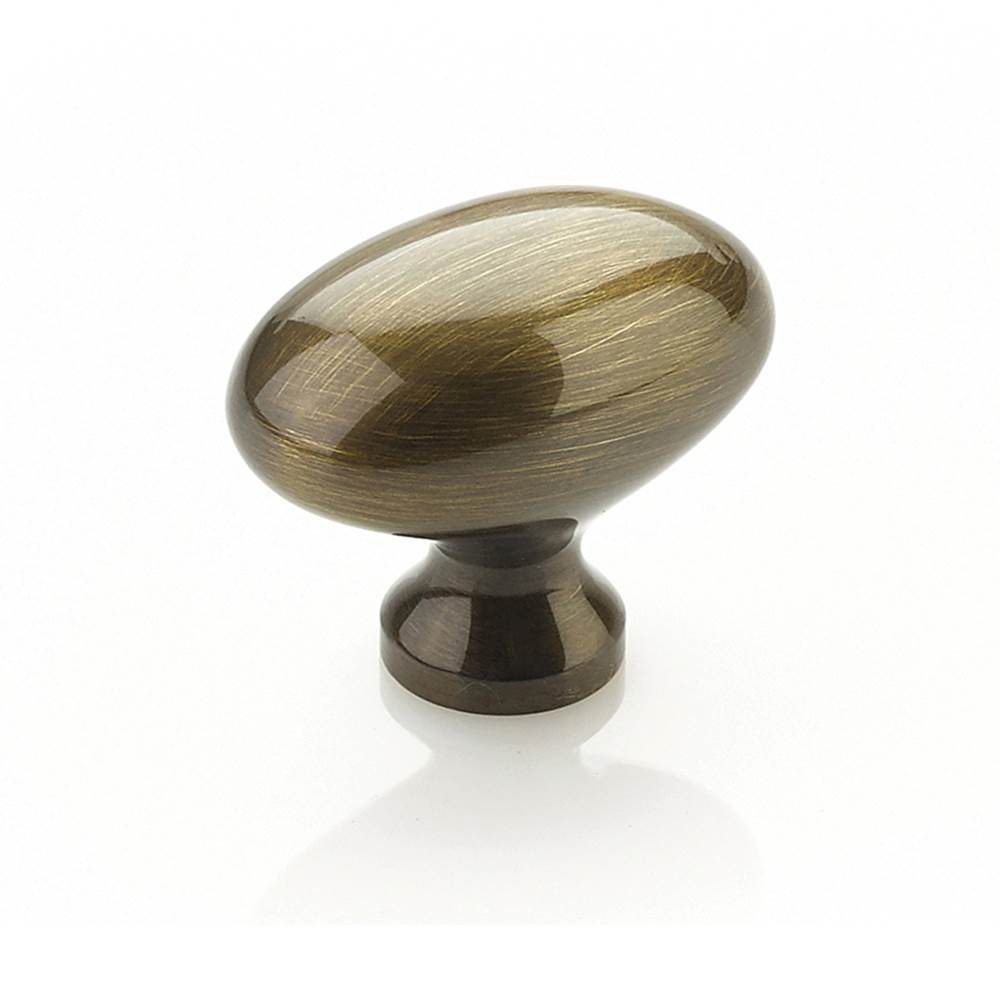 Schaub And Company - Knob, Oval, Antique Brass, 1-3/8'' dia - Antique Brass