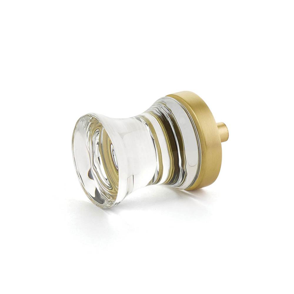 Schaub And Company - Knob, Concave Glass, Satin Brass, 1-1/8'' dia - Satin Brass