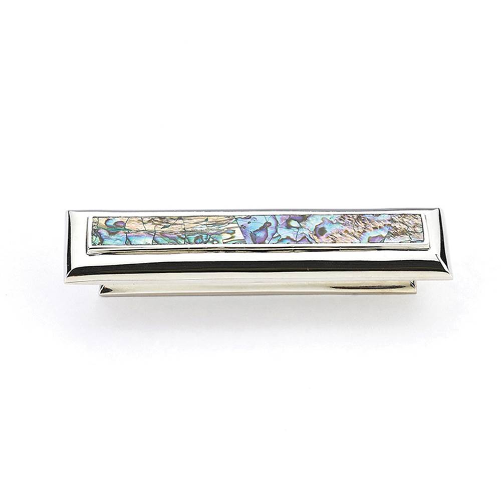 Schaub And Company - Imperial Shell,Rectangle Pull With Imperial Shell Inlay In Polished Nickel,3'' Cc - Imperial Shell