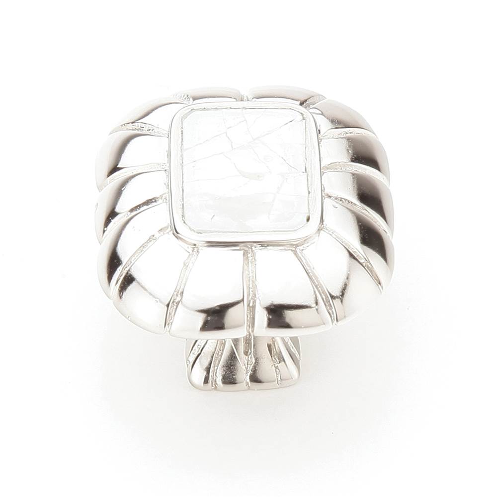 Schaub And Company - Mother Of Pearl,Mother Of Pearl Inlaid On Solid Brass,Polished Nickel Rectangle Knob - Mother of Pearl