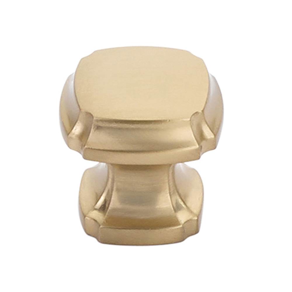 Schaub And Company - Knob, Square, Signature Satin Brass, 1-3/8'' dia - Signature Satin Brass