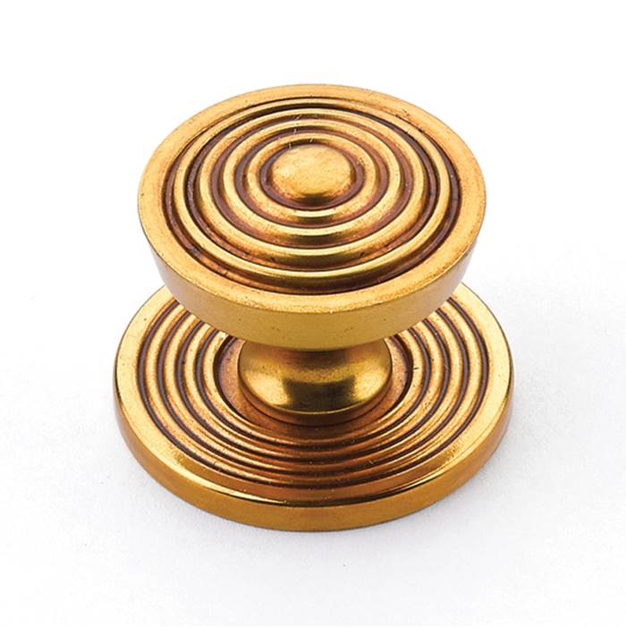 Schaub And Company - Knob with backplate, Paris Brass, 1-1/8'' dia - Paris Brass