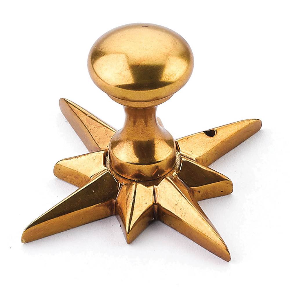 Schaub And Company - Knob with Star backplate, Paris Brass, 11/16'' dia - Paris Brass