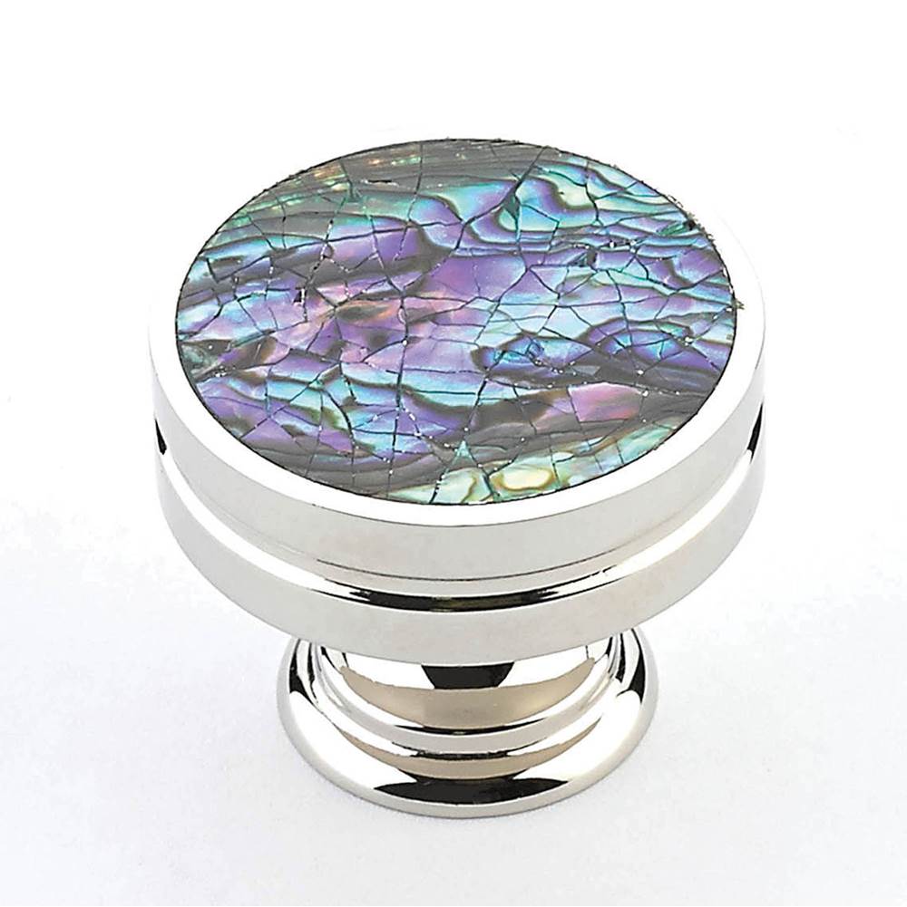 Schaub And Company - Imperial Shell,Polished Nickel Round Knob With Imperial Shell Inlay - Imperial Shell