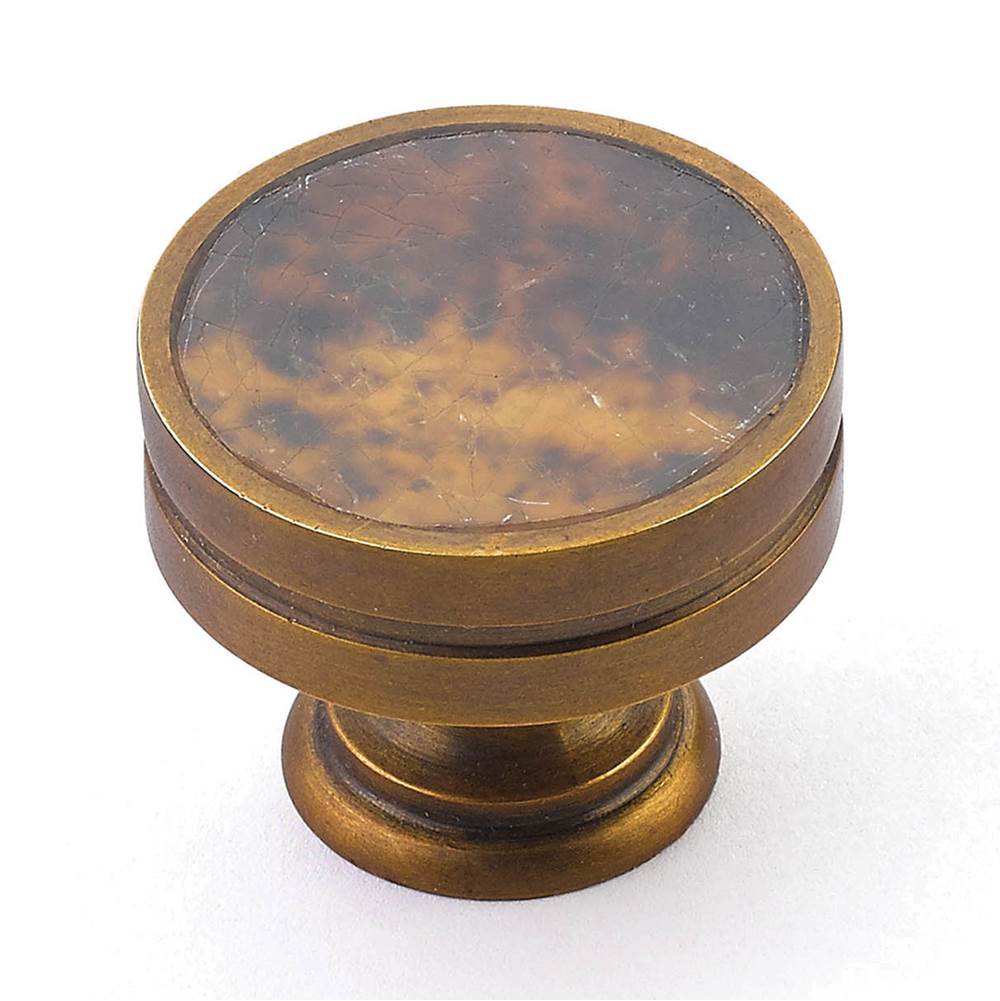 Schaub And Company - Tiger Penshell,Estate Dover Round Knob With Tiger Shell Inlay - Tiger Penshell