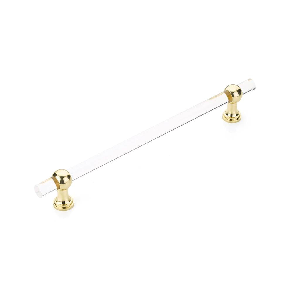 Schaub And Company - Back to Back, Appliance Pull, NON-Adjustable Clear Acrylic, Polished Brass, 12'' cc - Polished Brass