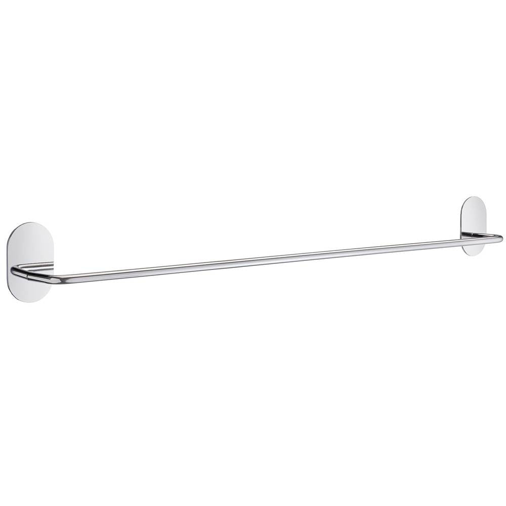 Smedbo - Self adhesive 22.5'' towel bar polished stainless steel - oval plate - Polished Stainless Steel