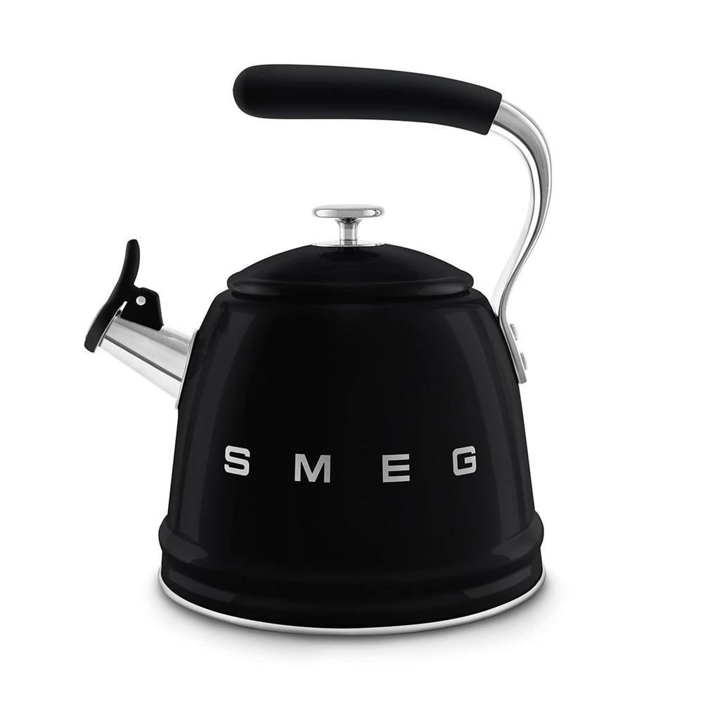 Smeg USA - 50's Retro Style Aesthetic Whistling Kettle In Black - Black
