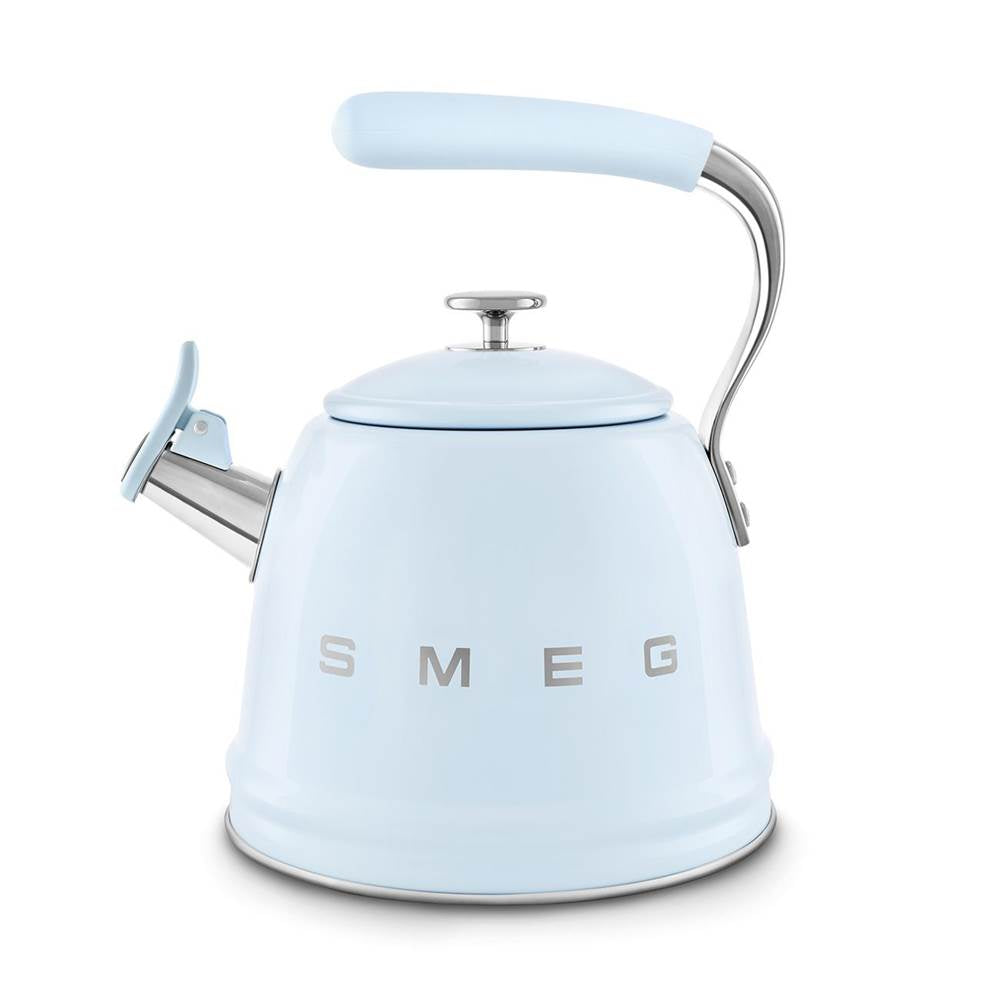 Smeg USA - 50's Retro Style Aesthetic Whistling Kettle In Pastel Blue - Pastel Blue