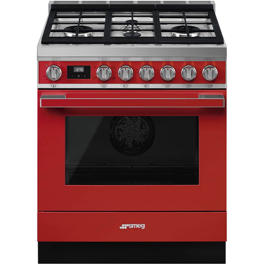 Smeg USA - Portofino Series 30'' Range. All Gas. Red - Red