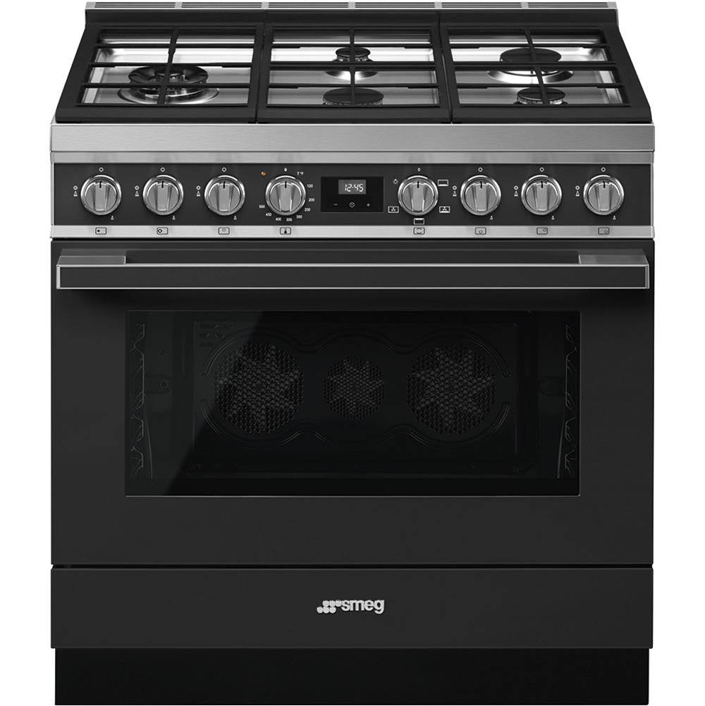 Smeg USA - Portofino Series 36'' Range. All Gas. Anthracite - Anthracite