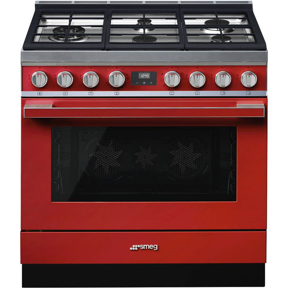 Smeg USA - Portofino Series 36'' Range. Duel Fuel. Red - Red