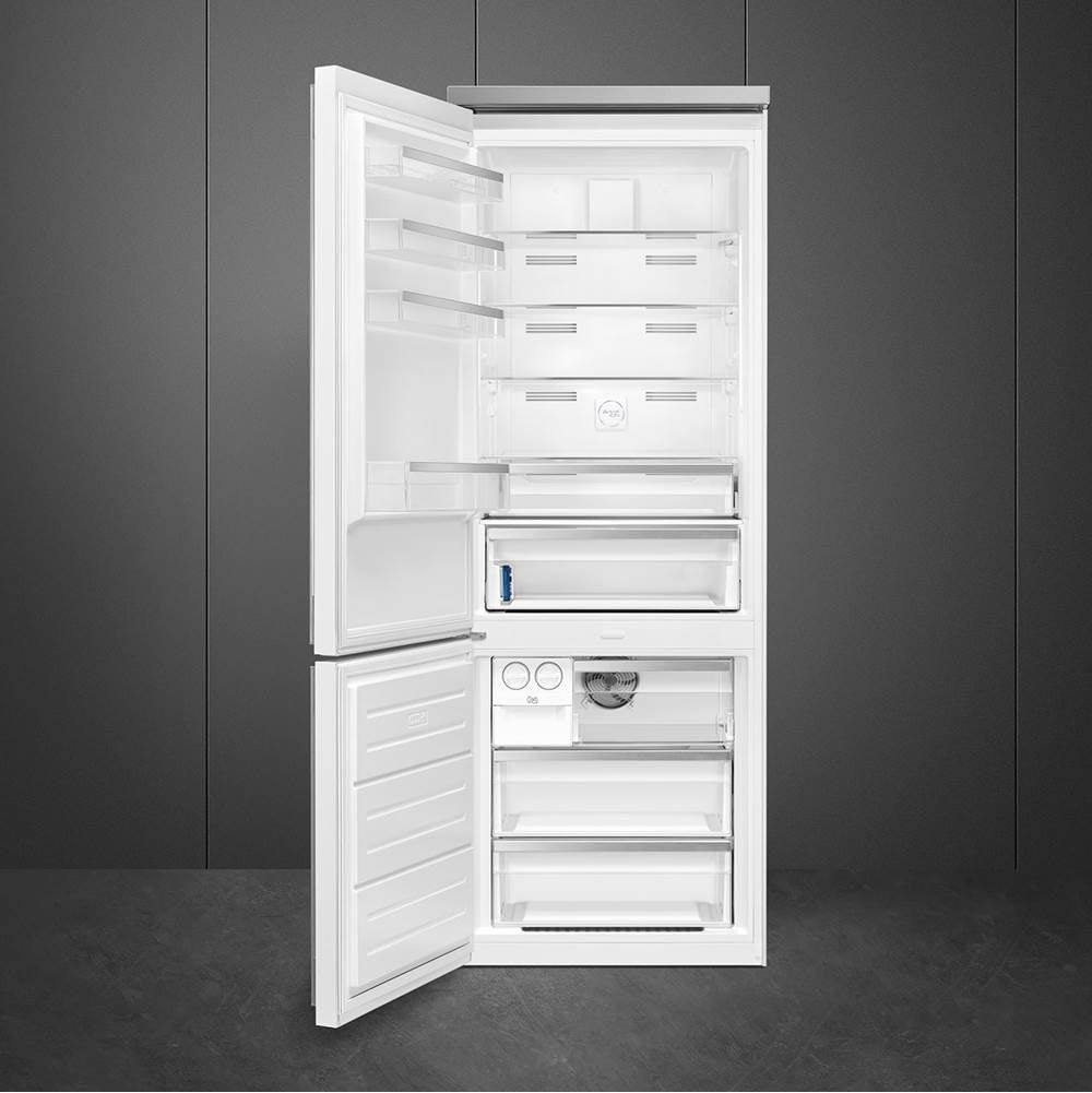 FA490 Portofino 70cm Refrig w/ Bottom Freezer. 18 cu ft. White. Left Hinge