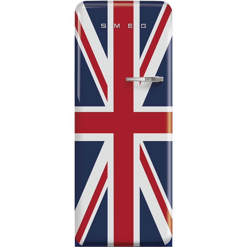 Smeg USA - Fab28 Retro 60 cm Refrigerator with Freezer Compartment. Union Jack Design. Left Hinge - Gloss Decorated,Special Union Jack