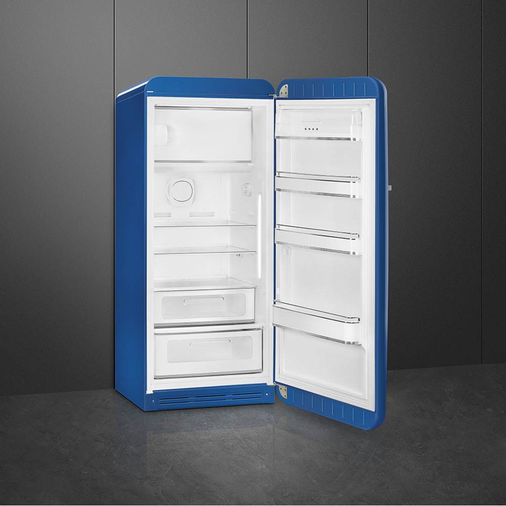 Fab28 Retro 60 cm Refrigerator with Freezer Compartment. Blue. Right Hinge