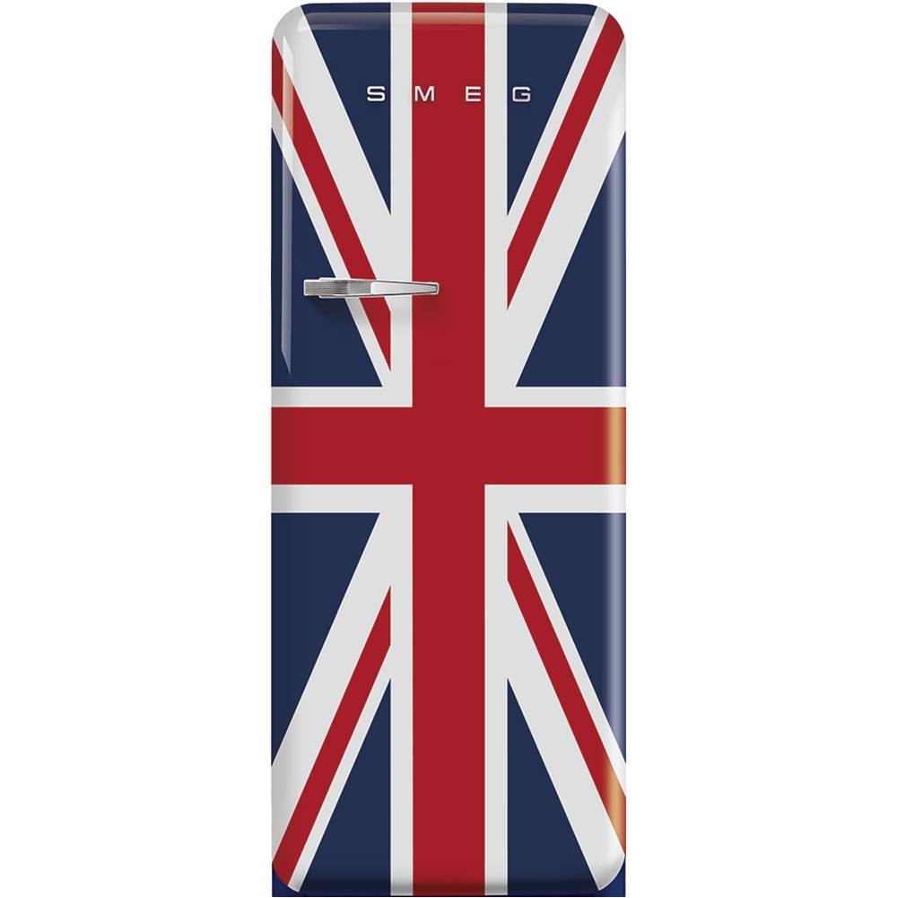 Smeg USA - Fab28 Retro 60 cm Refrigerator with Freezer Compartment. Union Jack Design. Right Hinge - Gloss Decorated,Special Union Jack