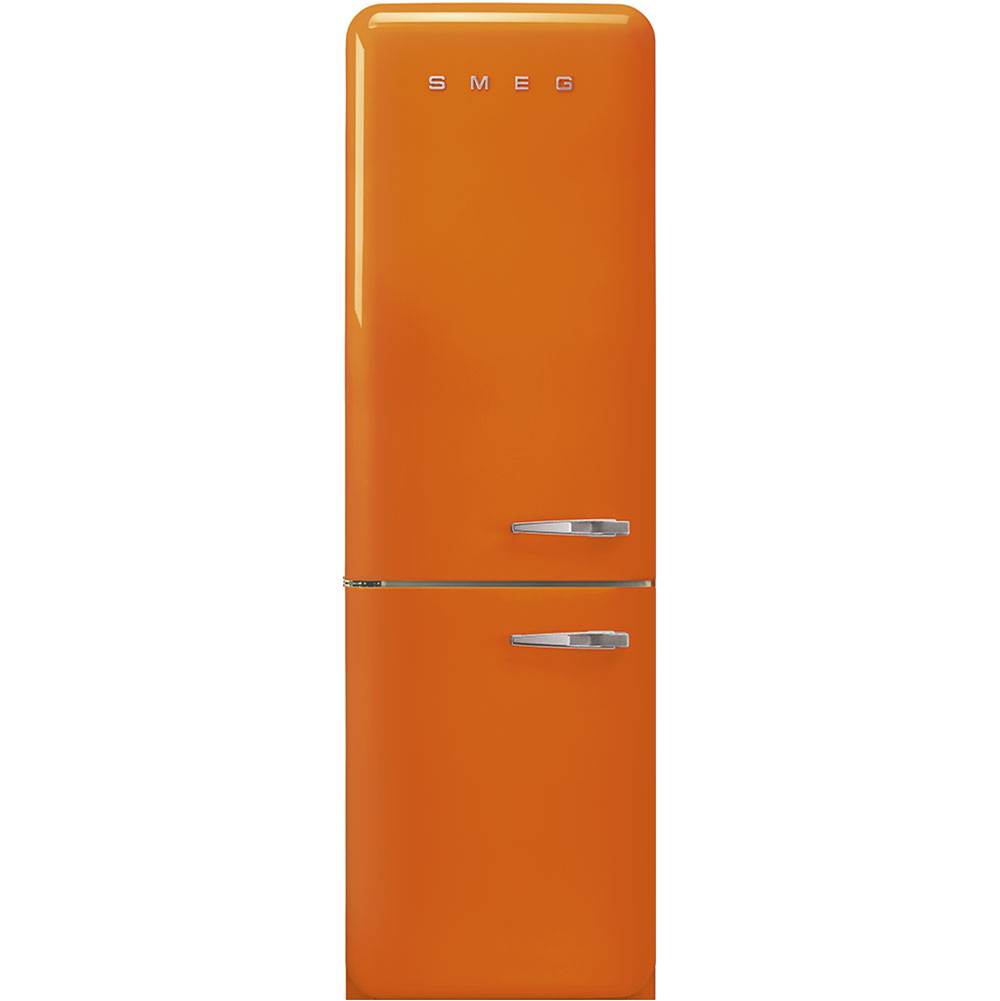 Smeg USA - Fab32 Retro 60 cm Refrigerator with Bottom-Freezer. Orange. Left Hinge - Gloss Orange